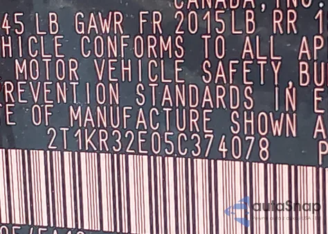 2005 Toyota Matrix from USA, damaged, VIN 2T1KR32E05C374078